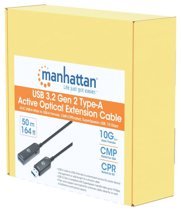 Cavo Ottico Attivo USB 3.2 Gen 2 SuperSpeed+ USB A M/F 50m - Manhattan ICOC U32AMF-HY-050MH