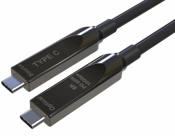 Cavo Ottico Attivo USB 3.2 Gen 2 10Gbps USB-C M/M Fibra Ottica 8K 15m - Techly ICOC U3C-HY10G-015