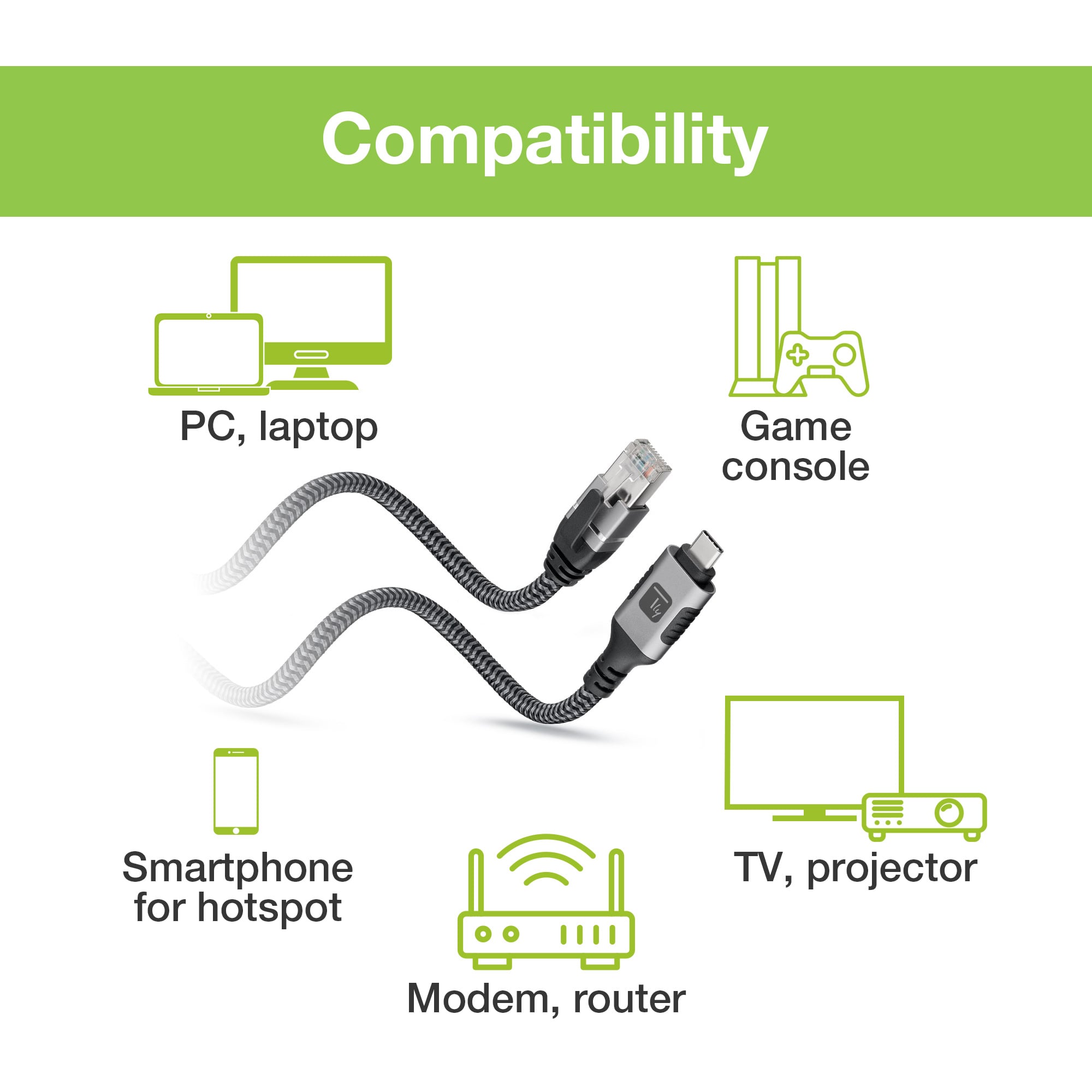 Cavo USB-C™ Maschio a Ethernet RJ45 Maschio 5m - Techly ICOC U3C-RJ45-050