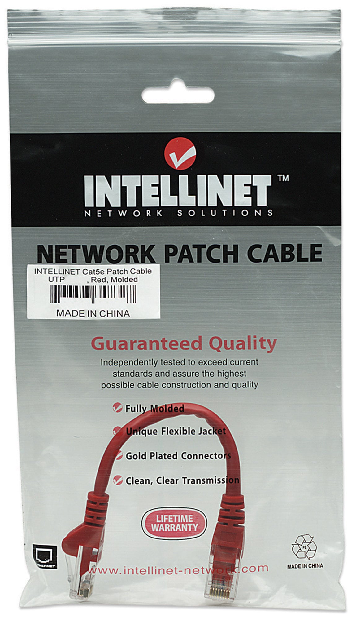 Cavo di rete Patch in Rame Cat5e Rosso UTP 0,3m - Intellinet ICOC U5EB-003-RE