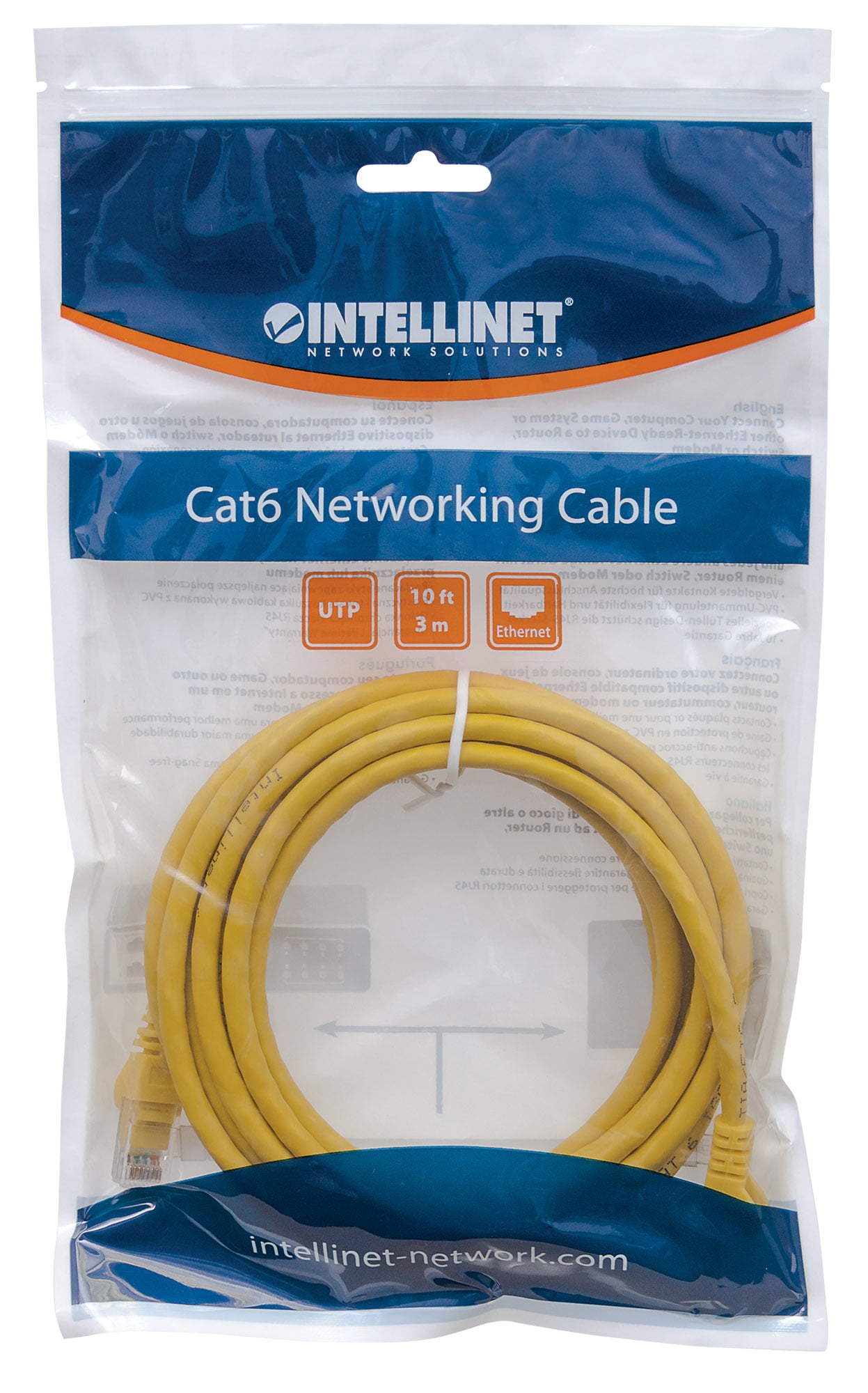 Cavo di rete Patch in Rame Cat5e Giallo UTP 0,3m - Intellinet ICOC U5EB-003-YE