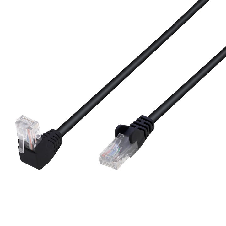 Patch network cable Cat. 5 and CCA UTP angled connector 90 ° 0,5 m black - Techly Professional ICC U 5 EB- 005 -BLTY