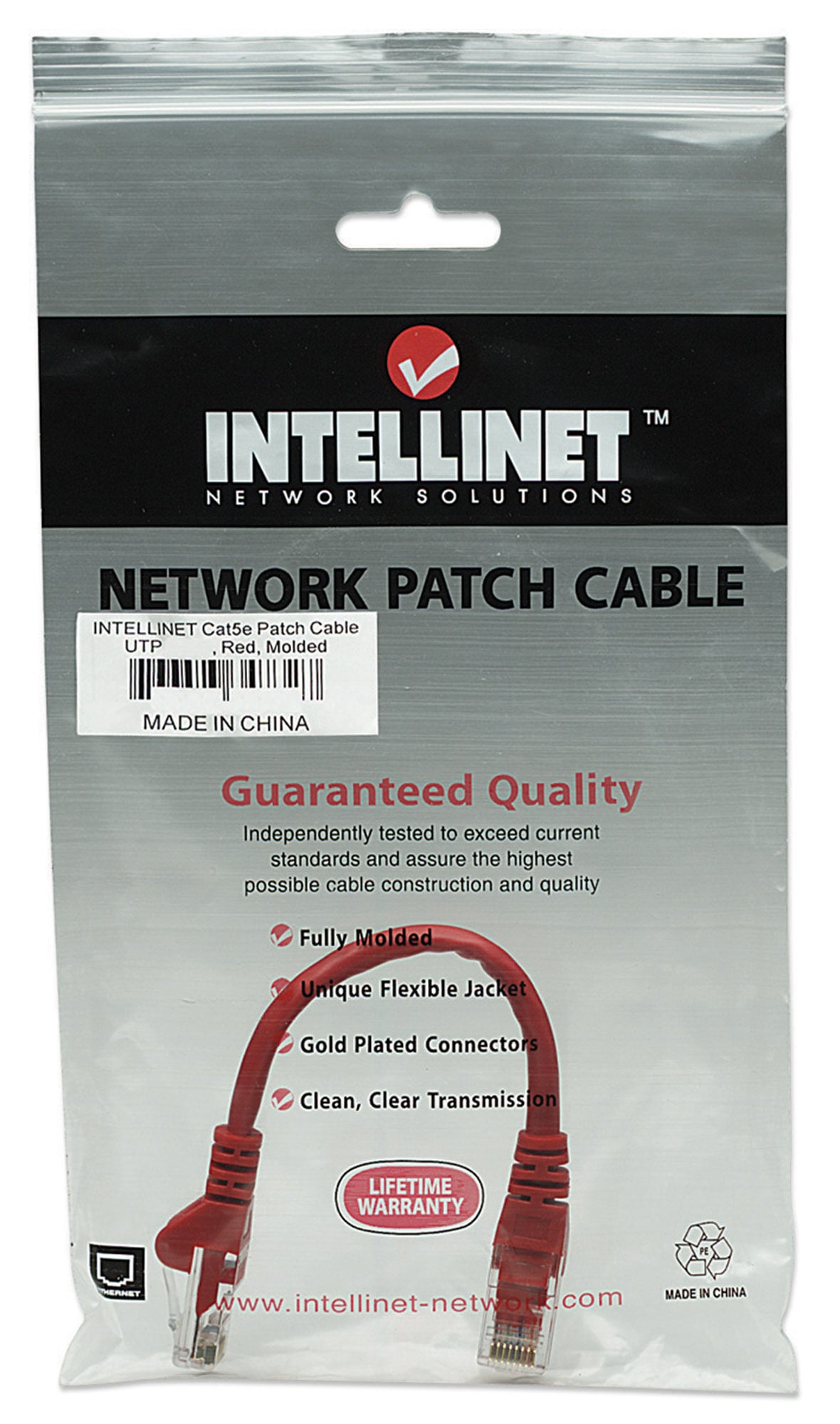 Cavo di rete Patch in Rame Cat5e Rosso UTP 0,5m - Intellinet ICOC U5EB-005-RE