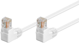 Cavo di rete patch angolato 90° CCA Cat5e Bianco UTP 0,5m - Goobay ICOC U5EB-005-WHA