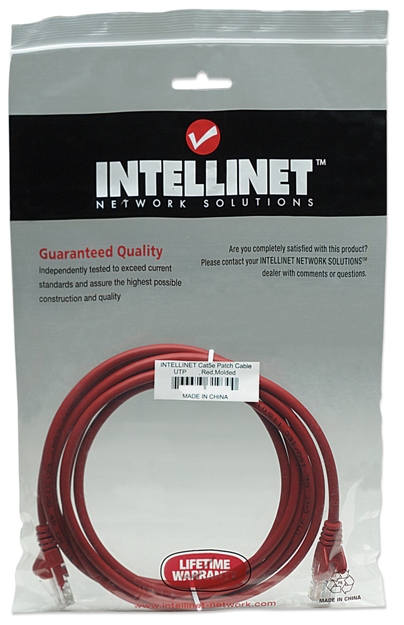 Cavo di rete Patch in Rame Cat5e Rosso UTP 1m - Intellinet ICOC U5EB-010-RE