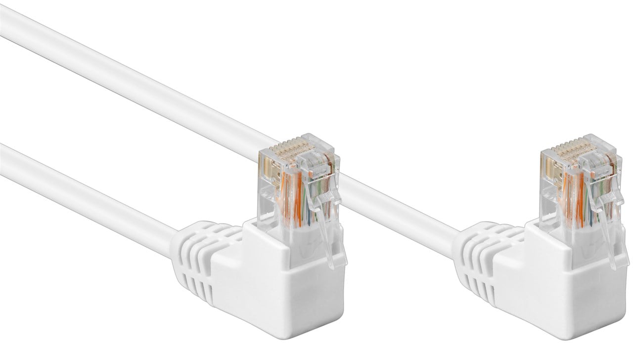 Cavo di rete Patch Angolato 90° CCA Cat5e Bianco UTP 1m - Goobay ICOC U5EB-010-WHA
