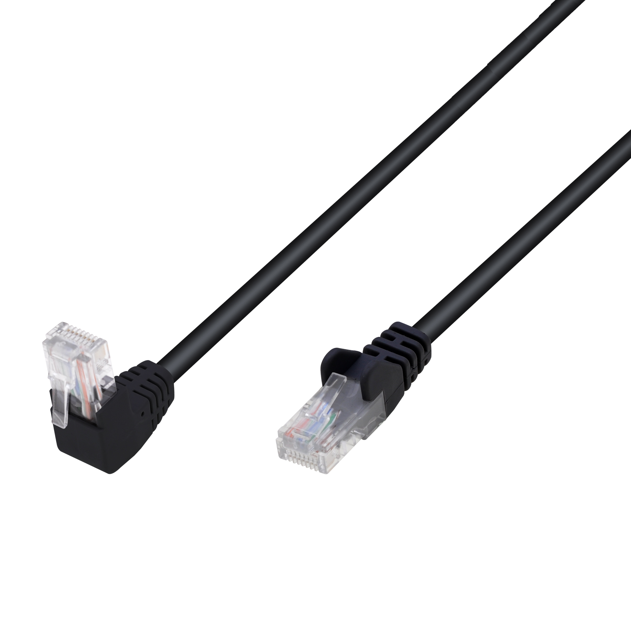 Patch network cable Cat. 5 and CCA UTP angled connector 90 ° 2 m black - Techly Professional ICC U 5 EB- 020 -BLTY