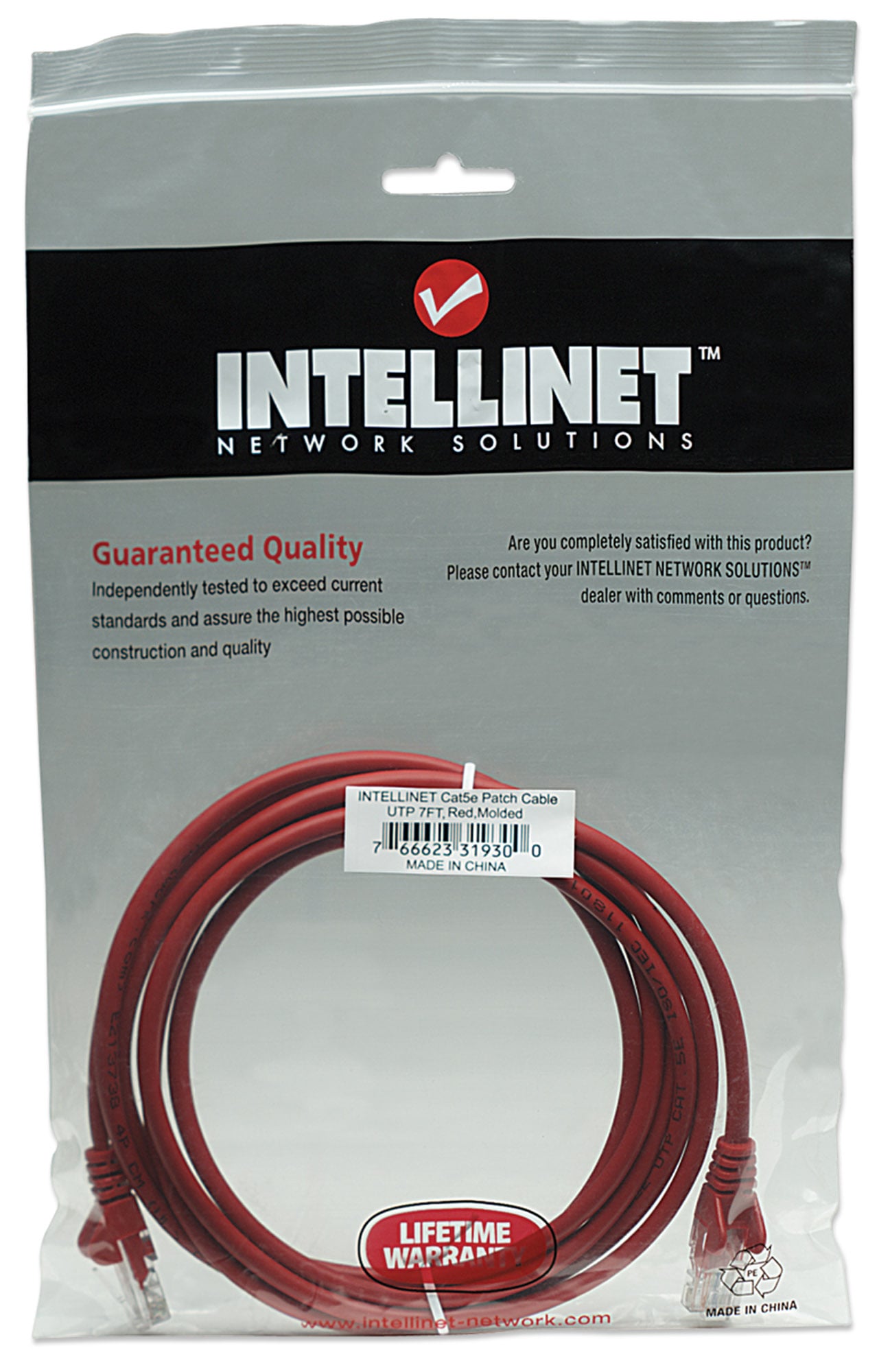 Cavo di rete Patch in Rame Cat5e Rosso UTP 2m - Intellinet ICOC U5EB-020-RE