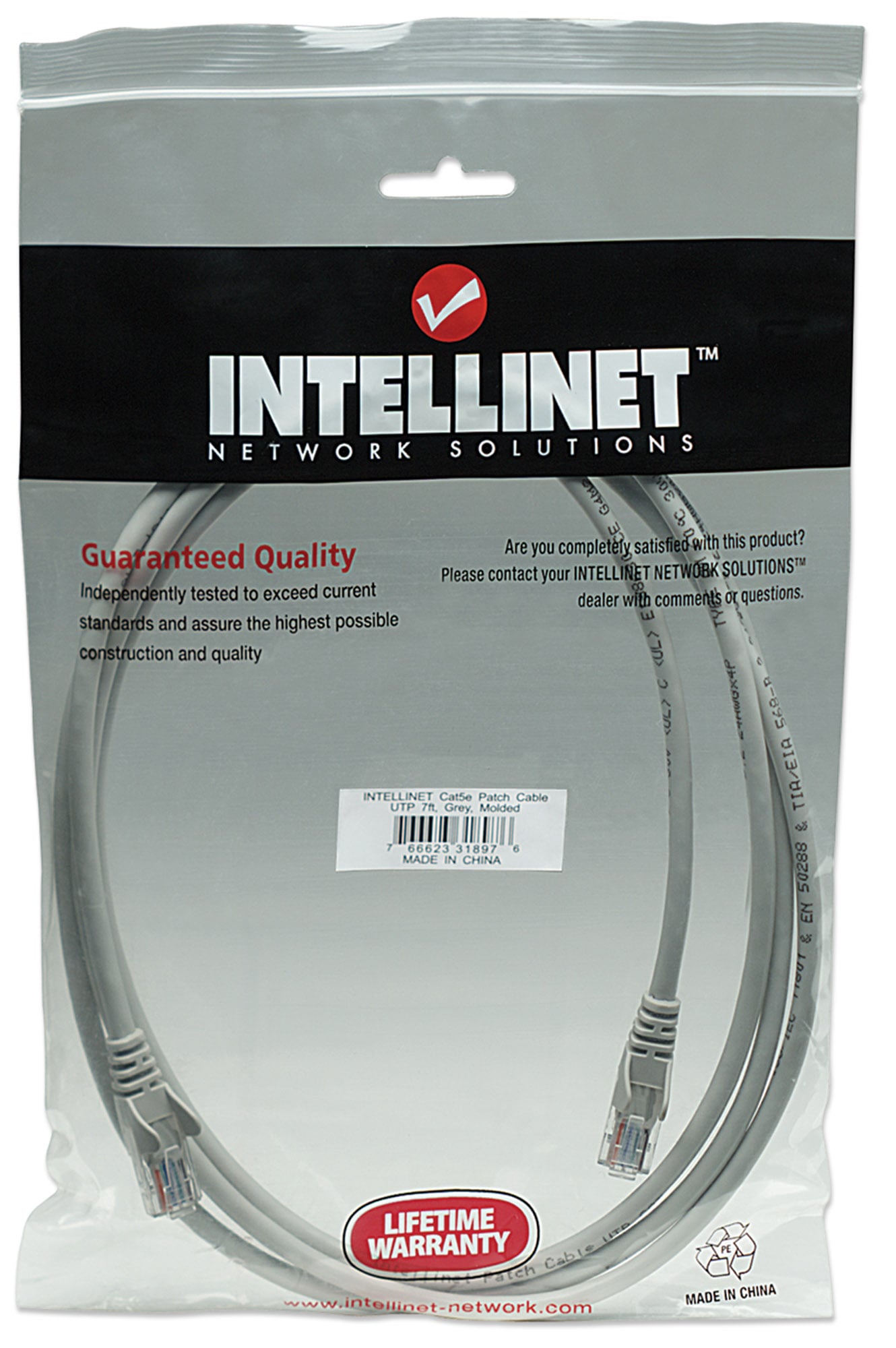 Cavo di rete Patch in Rame Cat5e Grigio UTP 2m - Intellinet ICOC U5EB-020