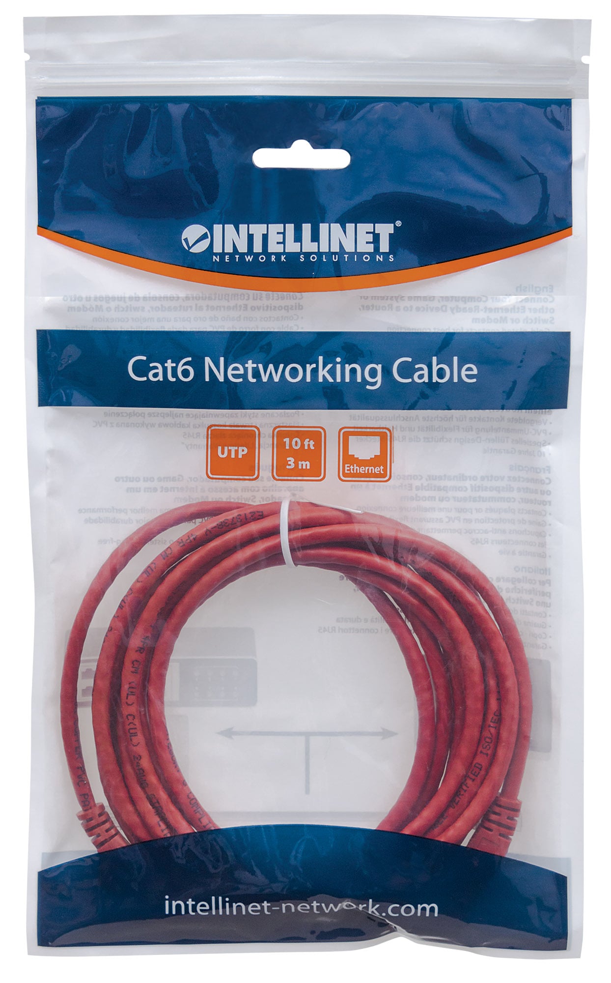Cavo di rete Patch in Rame Cat5e Rosso UTP 3m - Intellinet ICOC U5EB-030-RE