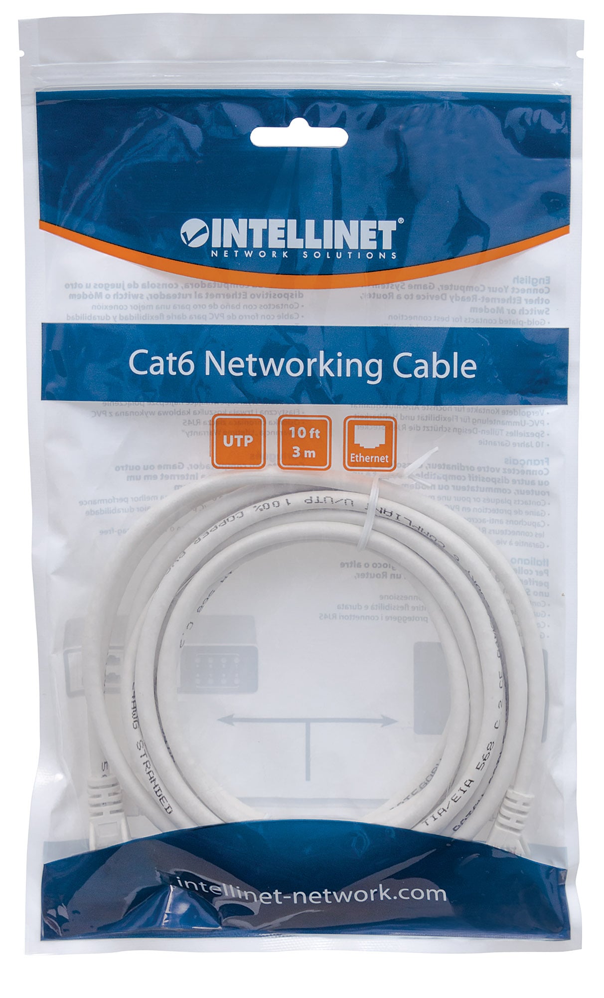 Cavo di rete Patch in Rame Cat5e Bianco UTP 3m - Intellinet ICOC U5EB-030-WH