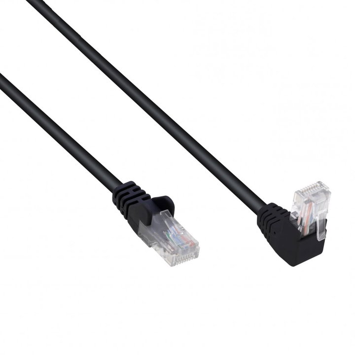 Patch network cable Cat. 5 and CCA UTP angled connector 90 ° 5 m black - Techly Professional ICC U 5 EB- 050 -BLTY