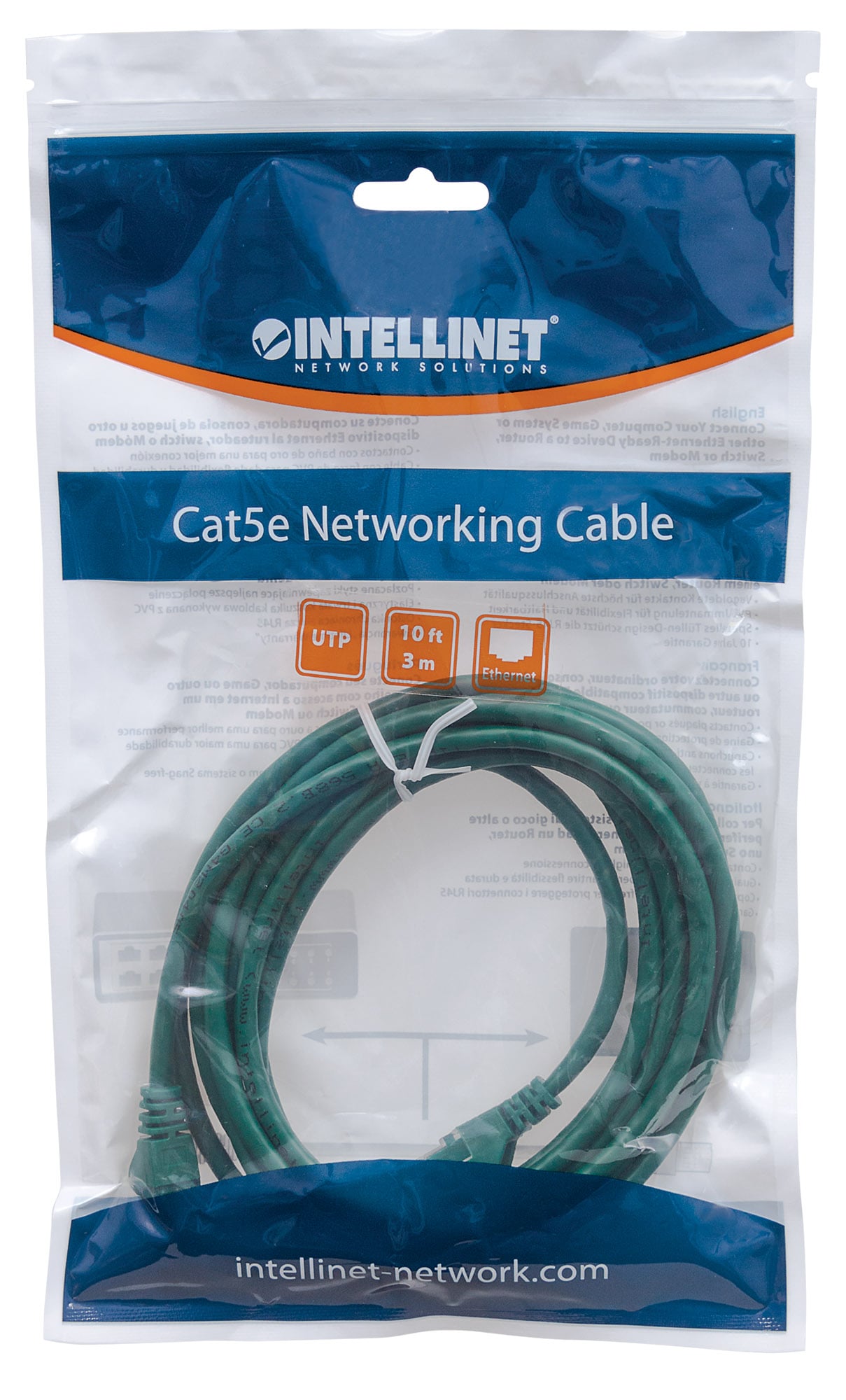 Cavo di rete Patch in Rame Cat5e Verde UTP 7,5m - Intellinet ICOC U5EB-075-GREE