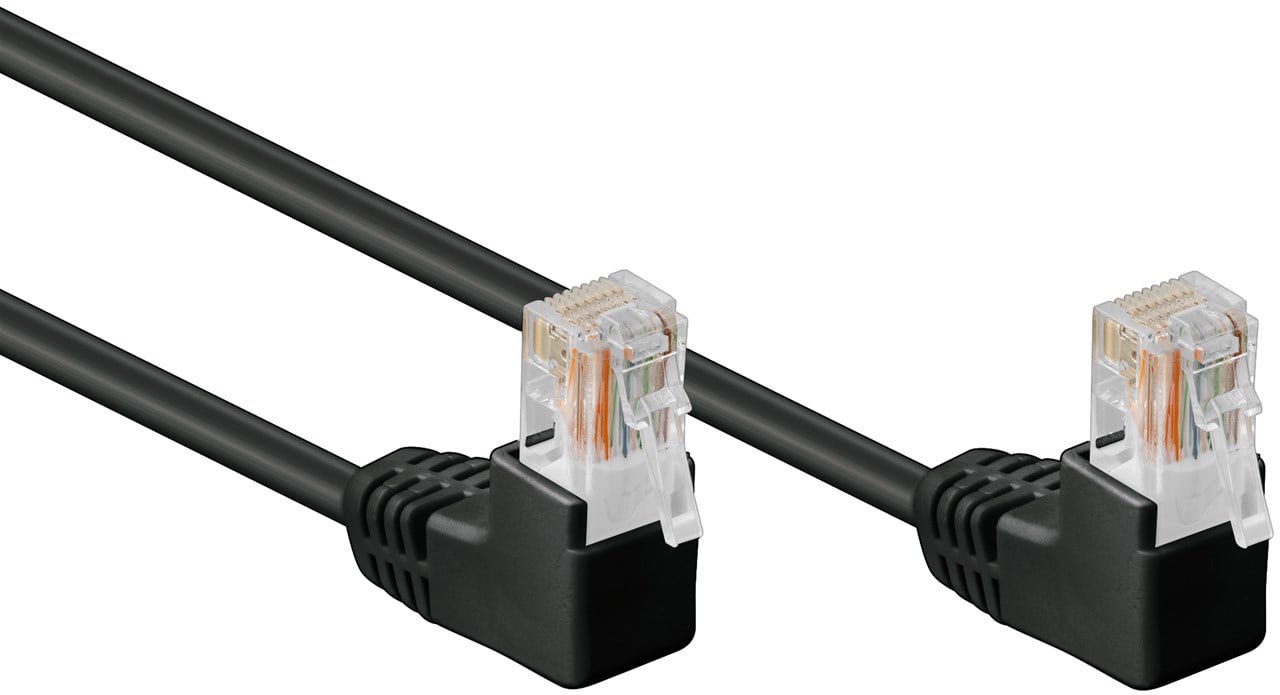 Cavo di rete Patch Angolato 90° CCA Cat5e Nero UTP 10m - Goobay ICOC U5EB-100-BKA