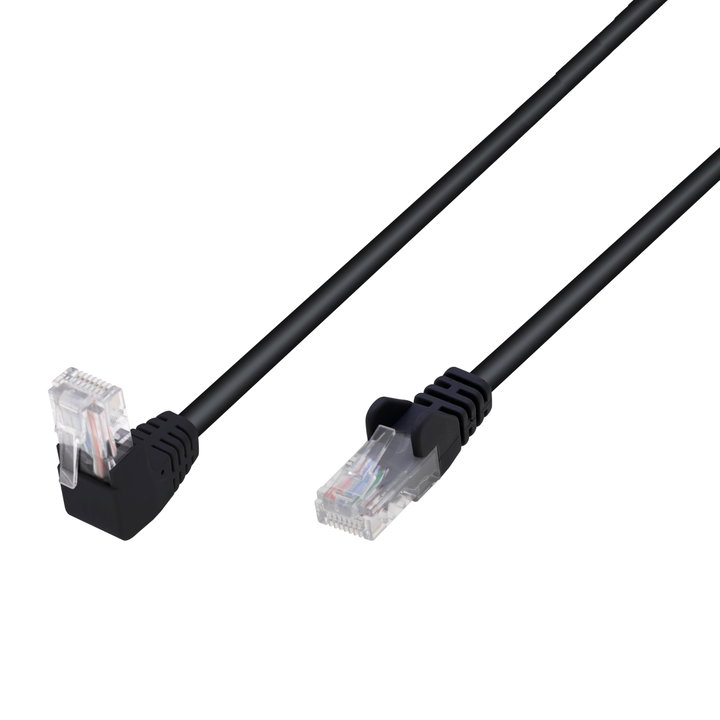 Patch network cable Cat. 5 and CCA UTP angled connector 90 ° 10 m black - Techly Professional ICC U 5 EB- 100 -BLTY