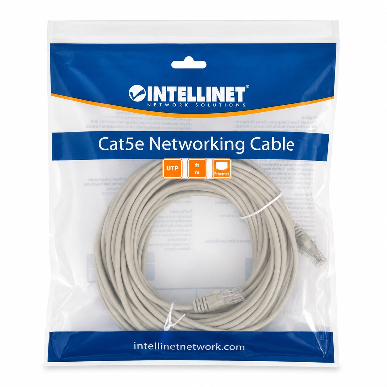 Cavo di rete Patch in Rame Cat5e Grigio UTP 20m - Intellinet ICOC U5EB-200