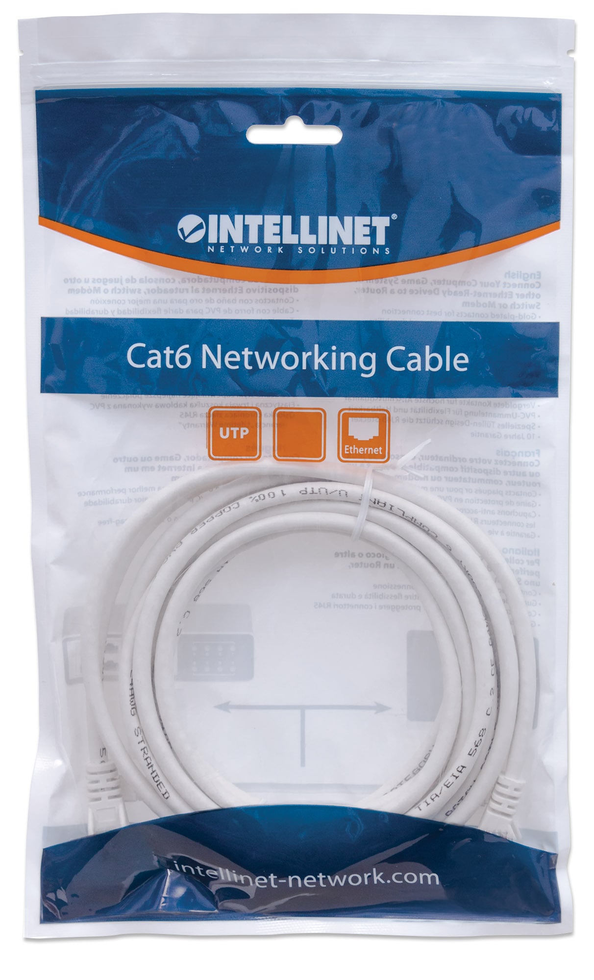 Patch network cable in copper Cat 6 White UTP 15 m - Intellinet ICOC U 6 - 6 U- 150 -WH