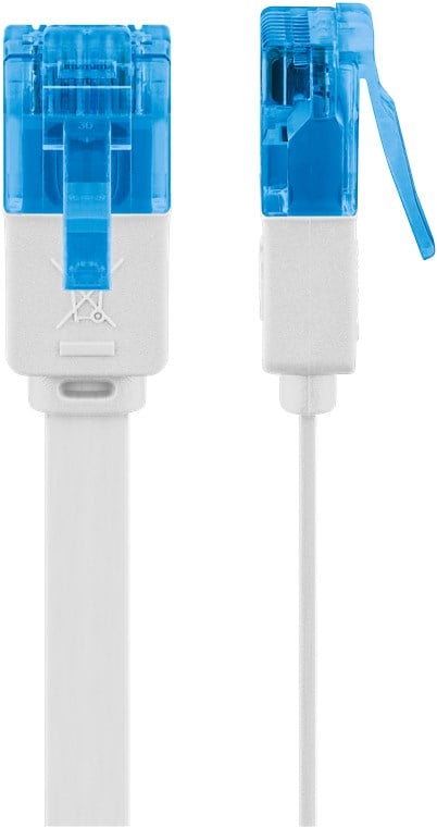 Cavo di rete Patch piatto in Rame Cat6A U/UTP Bianco 0,5m - Goobay ICOC U6A-FL-005WH