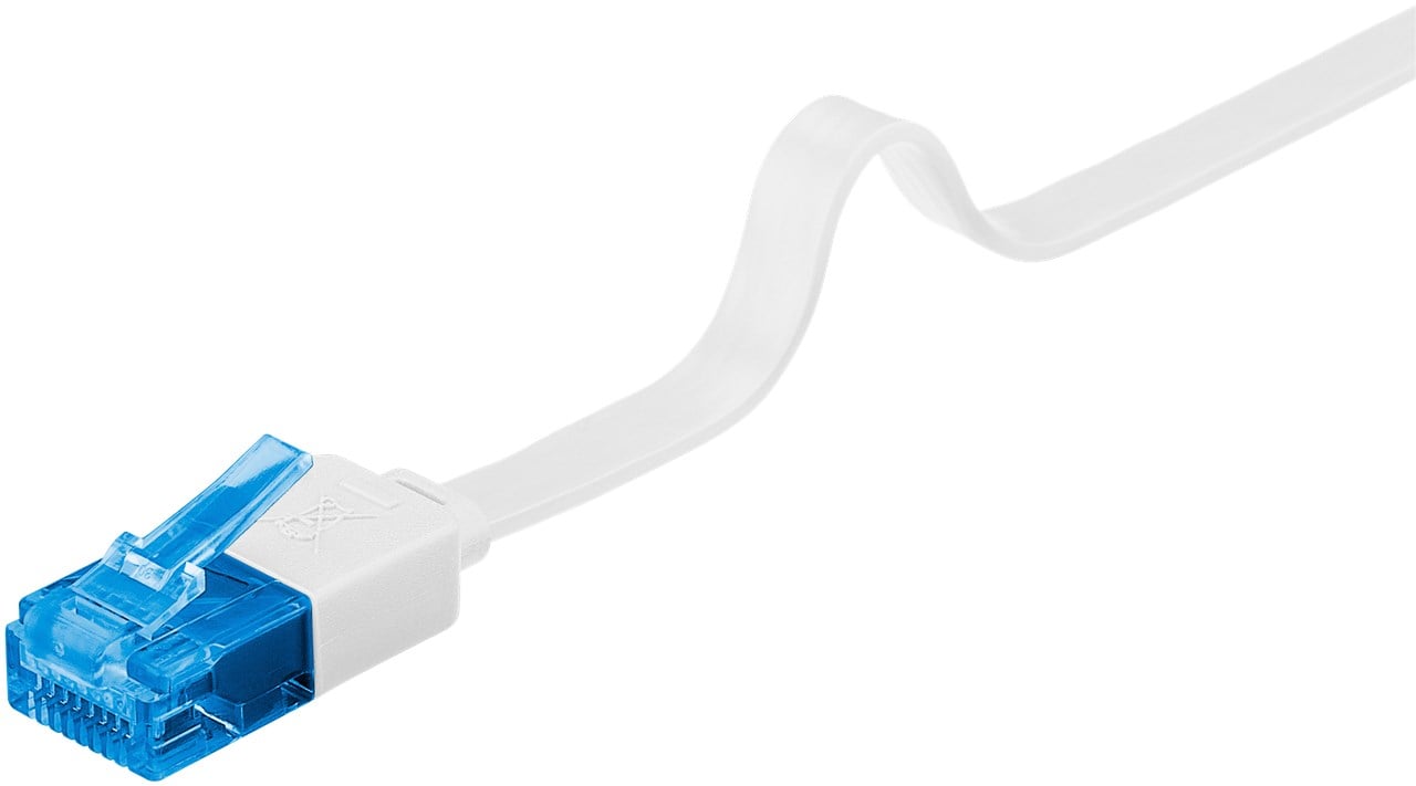 Cavo di rete Patch piatto in Rame Cat6A U/UTP Bianco 0,5m - Goobay ICOC U6A-FL-005WH