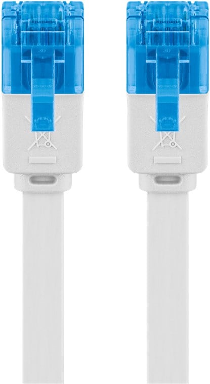 Cavo di Rete Patch Piatto in Rame Cat6A UTP 3m Bianco - Goobay ICOC U6A-FL-030WH