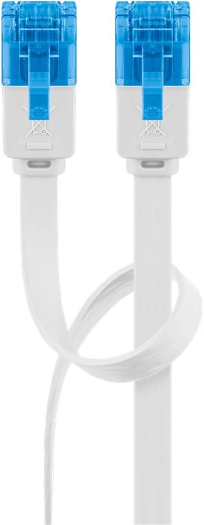 Cavo di Rete Patch Piatto in Rame Cat6A UTP 10m Bianco - Goobay ICOC U6A-FL-100WH