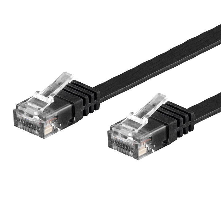 Cavo di Rete Patch Flat Cat6A Rame UTP Nero 15m - Techly Professional ICOC U6A-FL-150BKT