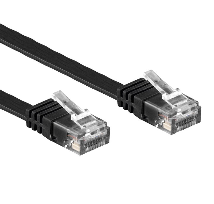Cavo di Rete Patch Flat Cat6A Rame UTP Nero 15m - Techly Professional ICOC U6A-FL-150BKT