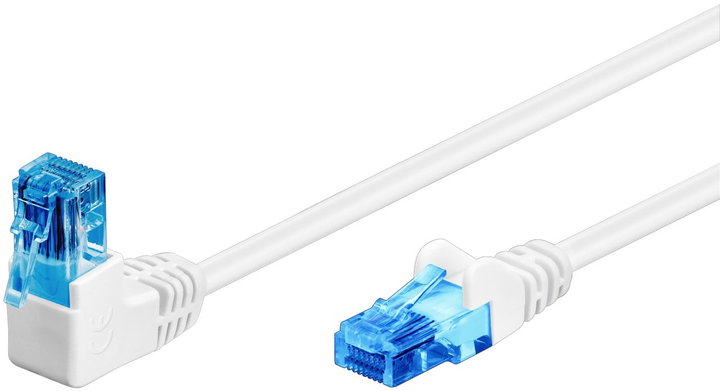 Cavo di rete patch Cat6A UTP 0,25m connettore angolato 90° CCA bianco - Goobay ICOC U6AU-0025-WHL