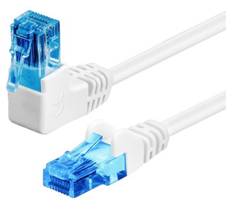 Cavo di rete patch Cat6A UTP 0,5m connettore angolato 90° CCA bianco - Goobay ICOC U6AU-005-WHL