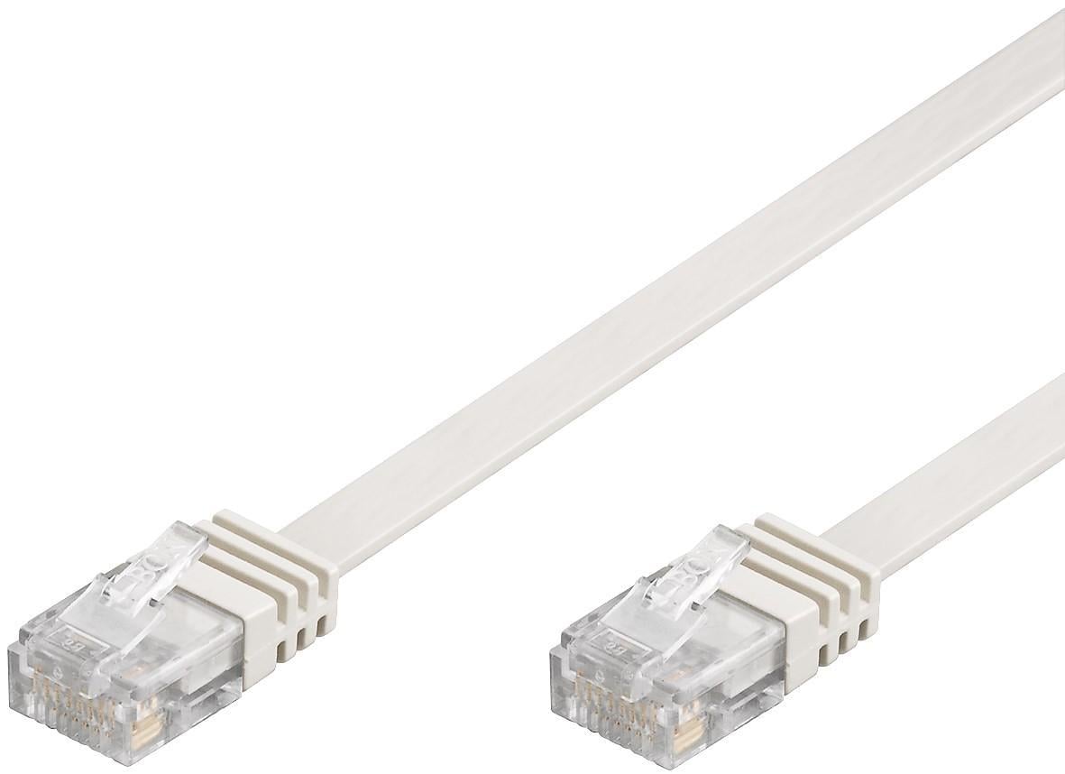 Cavo di Rete Patch Piatto in Rame Cat6 UTP 1m Bianco - Goobay ICOC U6EB-FL-010WH