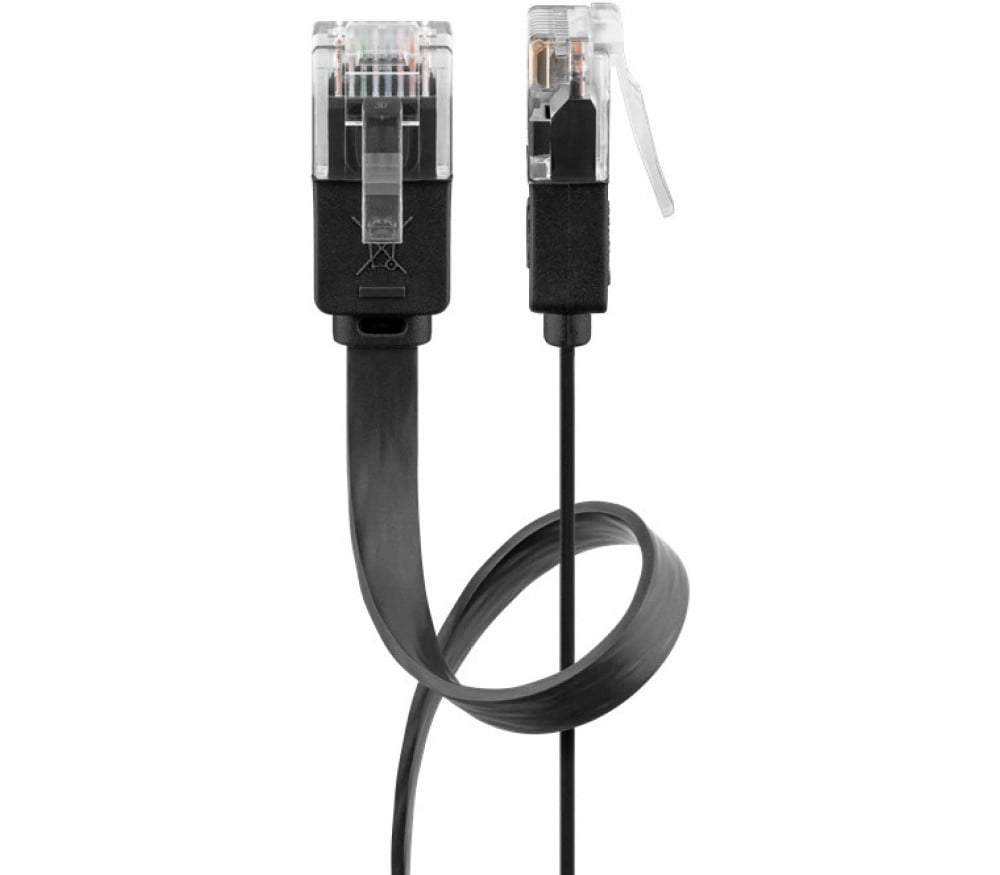 Cavo di rete Patch piatto in Rame Cat6 Nero UTP 15m - Goobay ICOC U6EB-FL-150BK