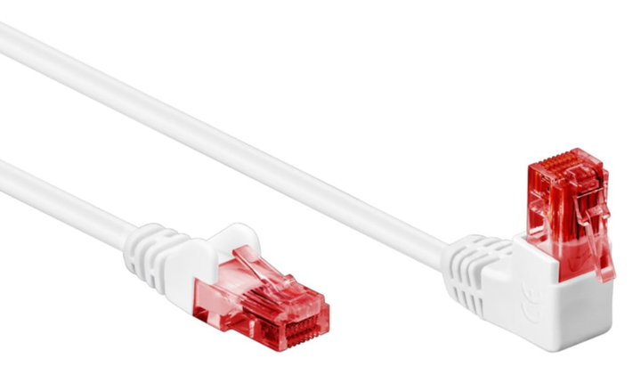 Cavo di rete Patch Connettore Angolato 90° CCA Cat6 UTP 2m Bianco - Goobay ICOC U6U-020-WHL