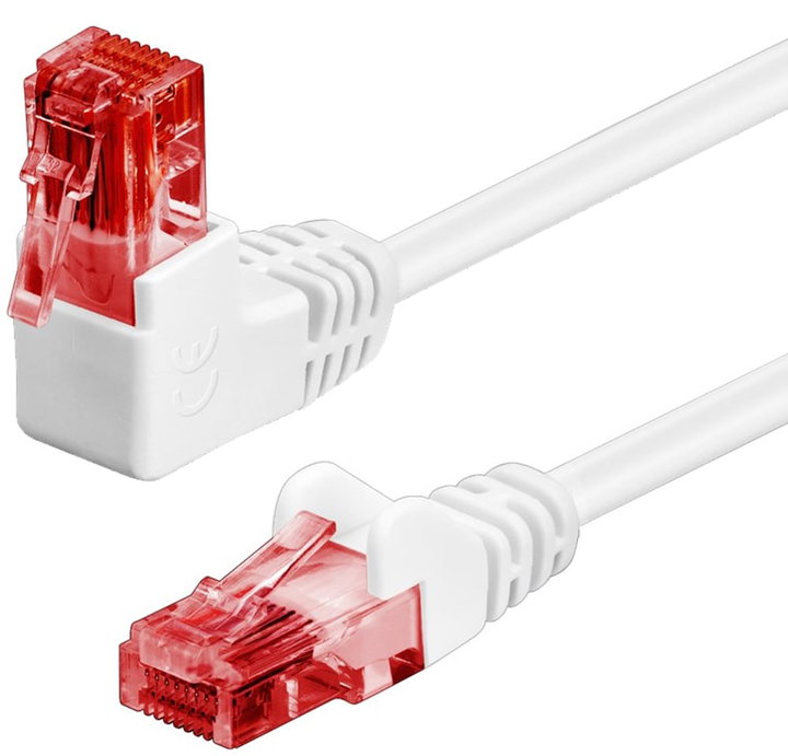 Cavo di rete Patch Connettore Angolato 90° CCA Cat6 UTP 3m Bianco - Goobay ICOC U6U-030-WHL