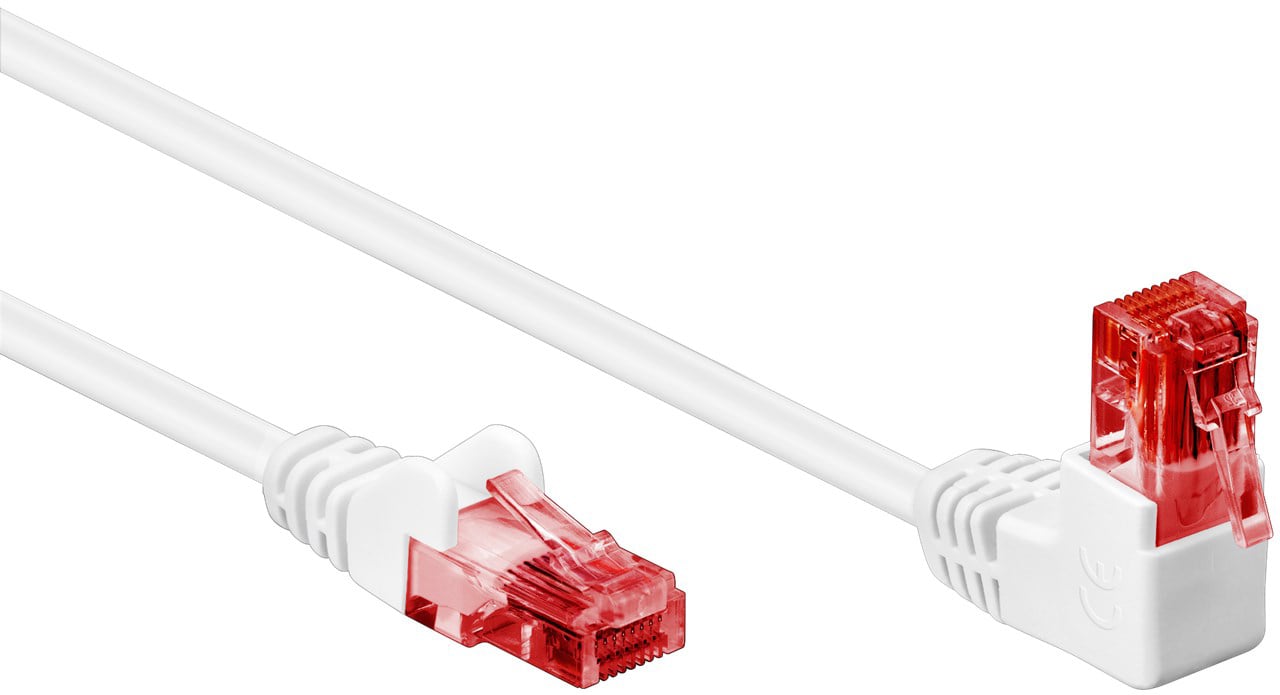 Cavo di rete Patch Connettore Angolato 90° CCA Cat6 UTP 5m Bianco - Goobay ICOC U6U-050-WHL