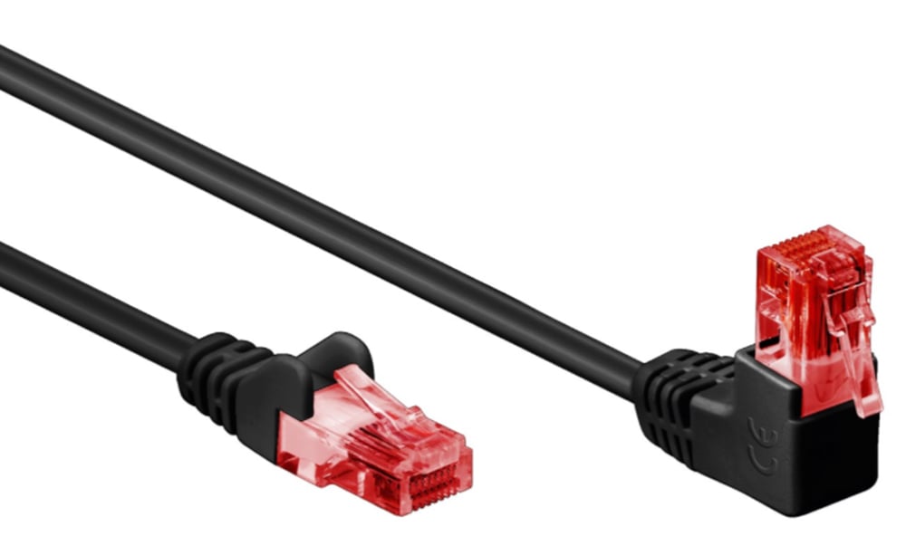 Cavo di rete Patch Connettore Angolato 90° CCA Cat6 UTP 10m Nero - Goobay ICOC U6U-100-BKL