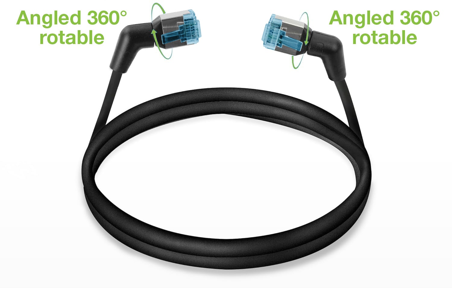 Slim patch network cable Angle 90 ° Copper TPE Cat 6 A Black U/FTP 1 m - Techly Professional ICOC UF 6 A-TPE 36 - 010 B