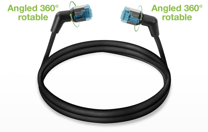 Cavo di rete Patch Slim Angolato 90° Rame TPE Cat6A Nero U/FTP 3m - Techly Professional ICOC UF6A-TPE36-030B