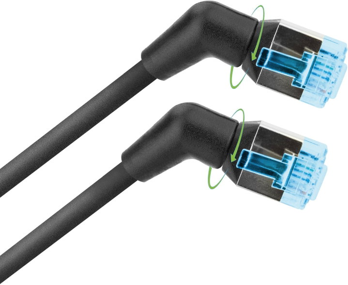 Cavo di rete Patch Slim Angolato 90° Rame TPE Cat6A Nero U/FTP 5m - Techly Professional ICOC UF6A-TPE36-050B