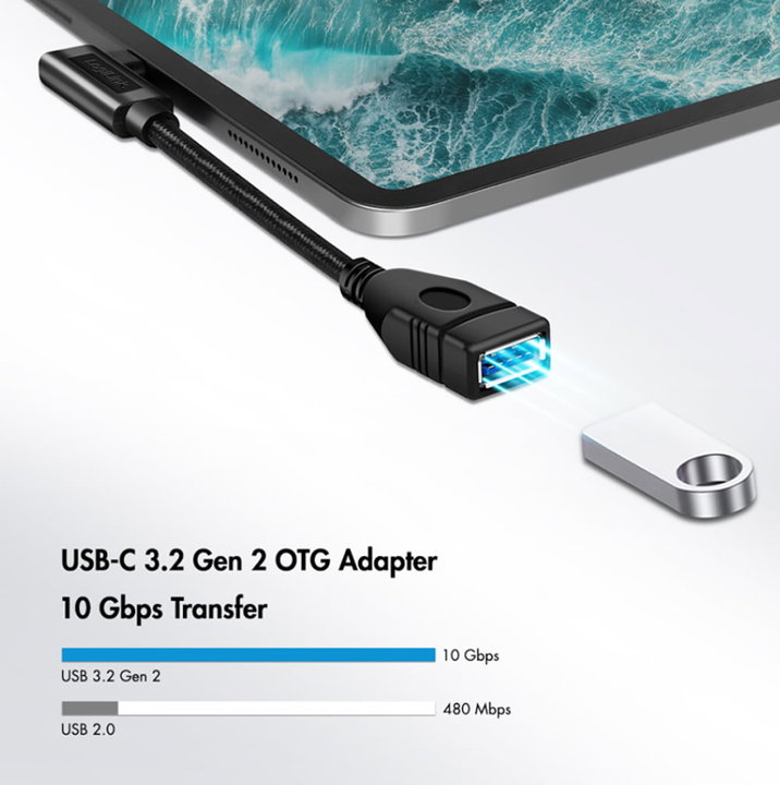 Cavo USB 3.2 Gen2 OTG USB-C Maschio Angolato a USB-A Femmina 0,2m - Logilink ICOC UOTG-32C9MAF