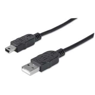 USB cable 2.0 OTG A male/Mini B male 1,8 m black - Manhattan ICOC UOTG- 388