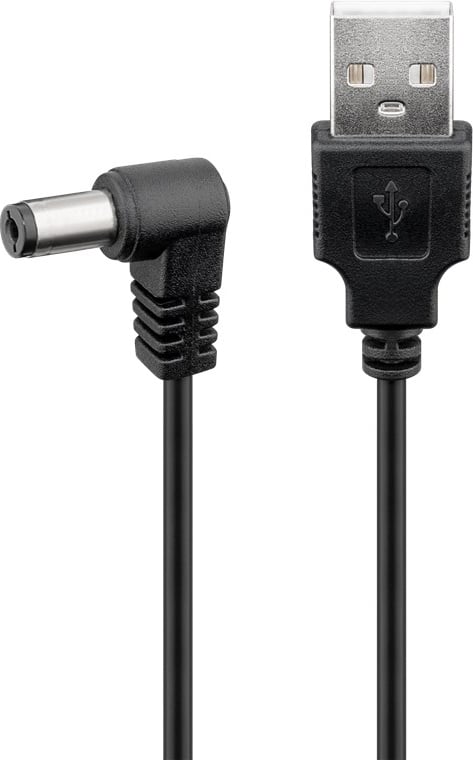 2.0 USB Cable A DC Male 5,5 x 2,1 mm Male Angle 0,5 m Black - Goobay ICOC USB-DC 5521 A- 05
