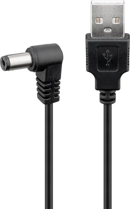 Cavo USB 2.0 A Maschio a DC 5,5x2,1mm Maschio Angolato 0,5m Nero - Goobay ICOC USB-DC5521A-05