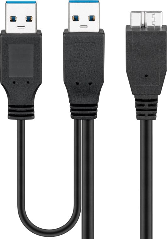 Cavo USB 3.2 SuperSpeed ad Y 2x A M / Micro B M 0,3m Nero - Goobay ICOC USB3-PW1