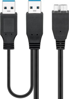 USB 3.2 SuperSpeed Y 2 x A M/ Micro B M 0,3 m Black - Goobay ICOC USB 3 -PW 1
