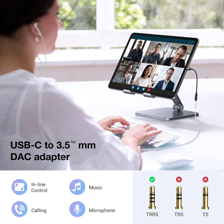 Cavo Adattatore USB-C a Jack 3.5mm con Chip DAC - Techly ICOC USBC-DAC24J