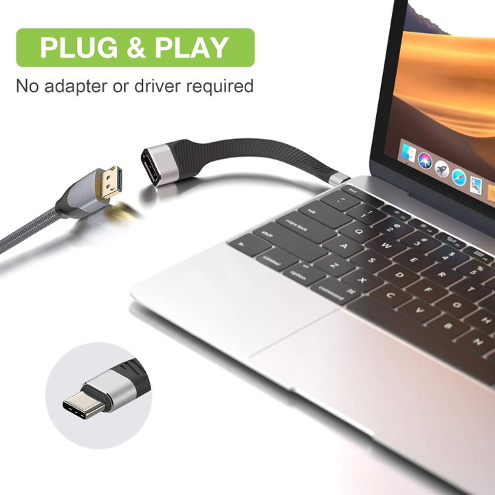 Cavo Corto Piatto USB-C Maschio a Displayport Femmina FPC 13,1 cm - Techly ICOC USBC-DP12