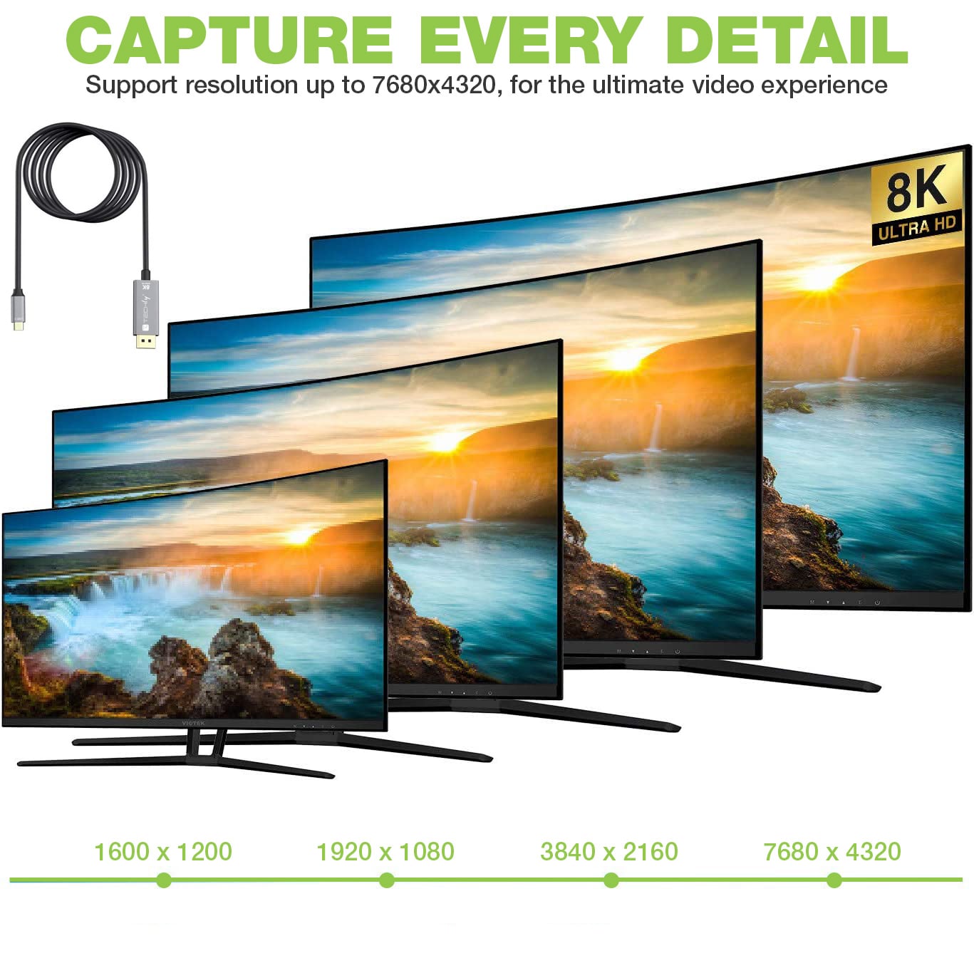 Cavo Adattatore USB-C™ 3.2 a Displayport 1.4 8K@60Hz 1,8m - Techly ICOC USBC-DP8-18