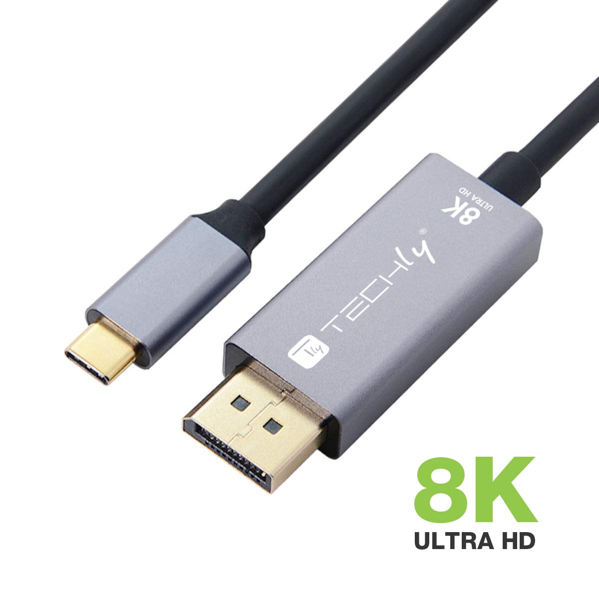 Cavo Adattatore USB-C™ 3.2 a Displayport 1.4 8K@60Hz 1,8m - Techly ICOC USBC-DP8-18