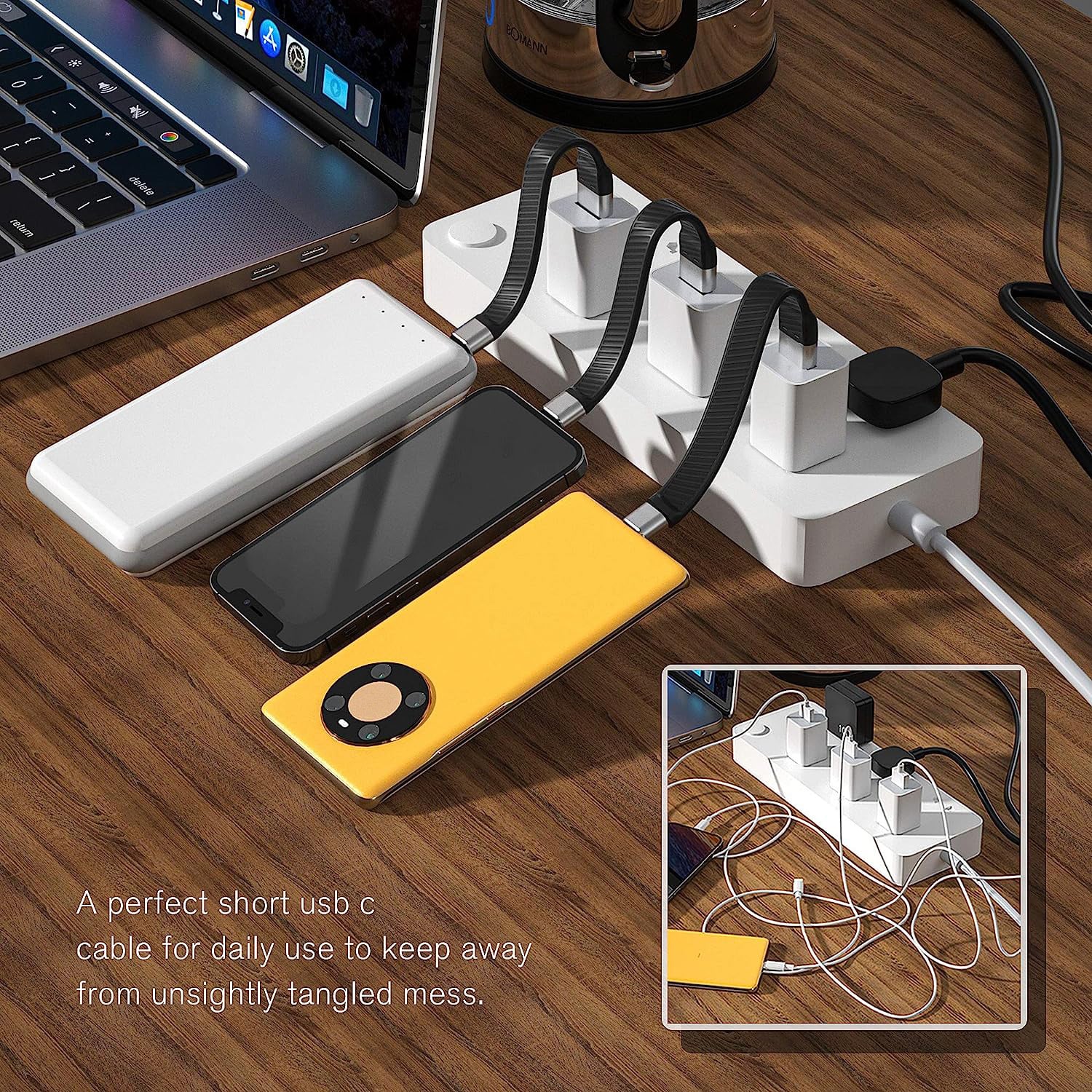 Cavo Corto Piatto USB-C™ Maschio a USB-A Maschio Ricarica Rapida FPC 12 cm - Techly ICOC USBC-FL-U322