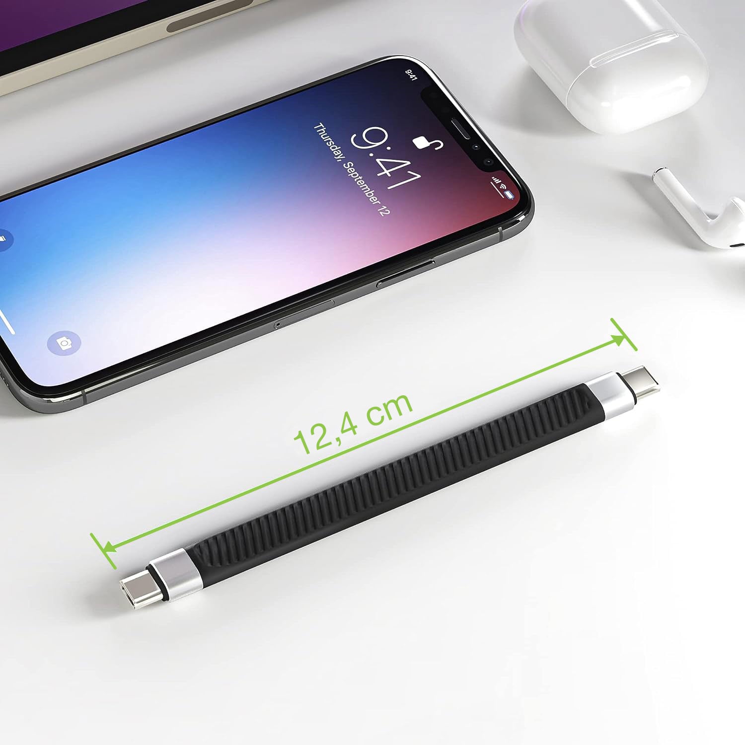 Cavo Corto Piatto USB-C™ Maschio a USB-C™ Maschio E-Mark Ricarica Rapida FPC 12.4 cm - Techly ICOC USBC-FL-U4